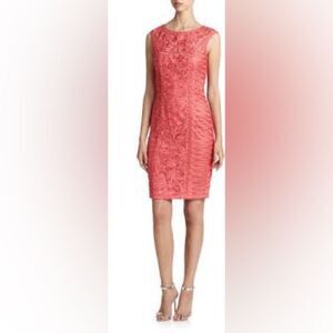 🔥SUE WONG nocturne Coral Sleeveless Soutache Embroidered stealth mini Dress sz 8